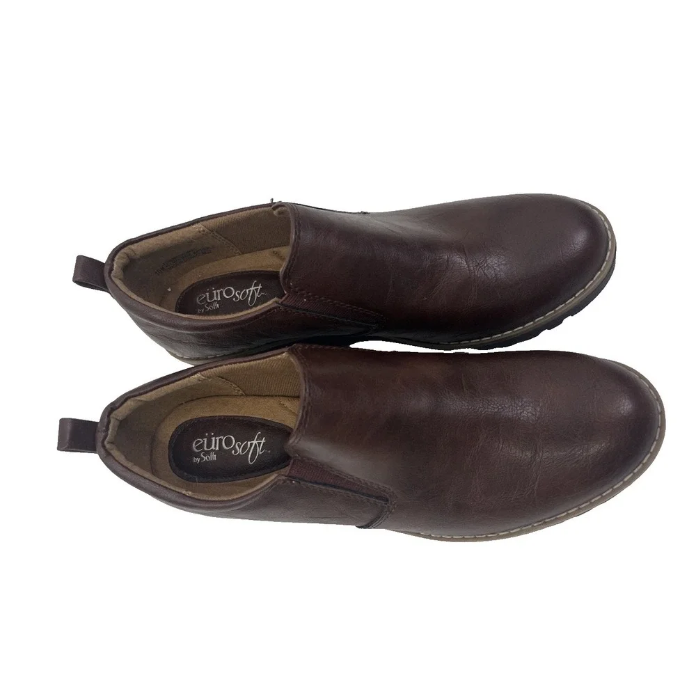 EUROSOFT by SOFFT Emari Booties Slip On Block Heel Boots NEW Brown Size 10M